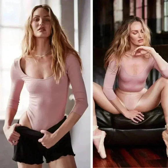 NEW Tropic of C Poise Bodysuit Blush Pink Ballerina Balletcore Pastel Neutral - Picture 1 of 7